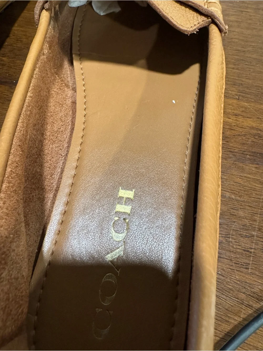 COACH Fredrica Loafers Flats Shoes Tan Light Brown Pebbled Leather Size 8.5B